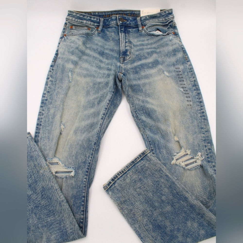 NWT American Eagle Flex Slim Jeans 33x34 – Distressed Stonewash - Picture 2 of 7